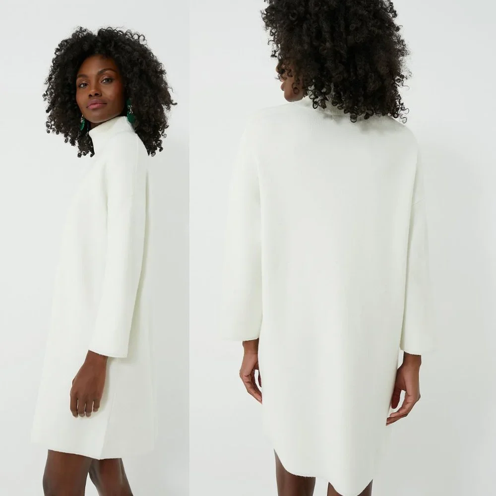 Pomander Place | NEW Winter White Vivianne Turtleneck Sweater Mini Dress Size S - Picture 3 of 11